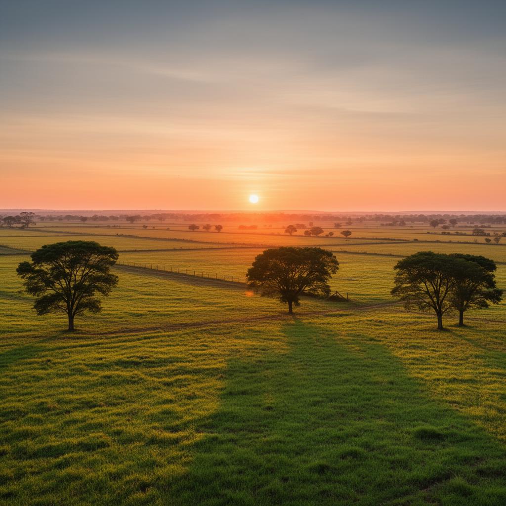 Atardecer sobre terrenos verdes en Formosa
